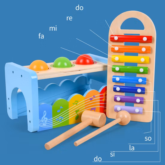 Xylophone en bois infantile Musical pour bébé jouets éducatifs Montessori bébé multifonctionnel 2 en 1 instrument de musique jouet