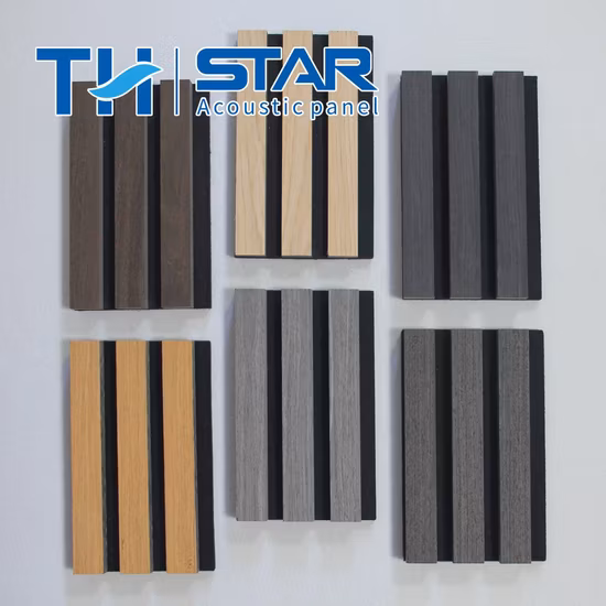 Mur en bois à lattes MDF Akupanel avec panneau acoustique en fibre de polyester pour la décoration de la maison